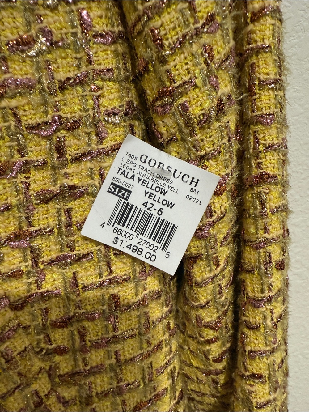 Tagliatore Gorsuch Yellow Tweed Double-Breasted Blazer Jacket see measurements - Picture 3 of 11